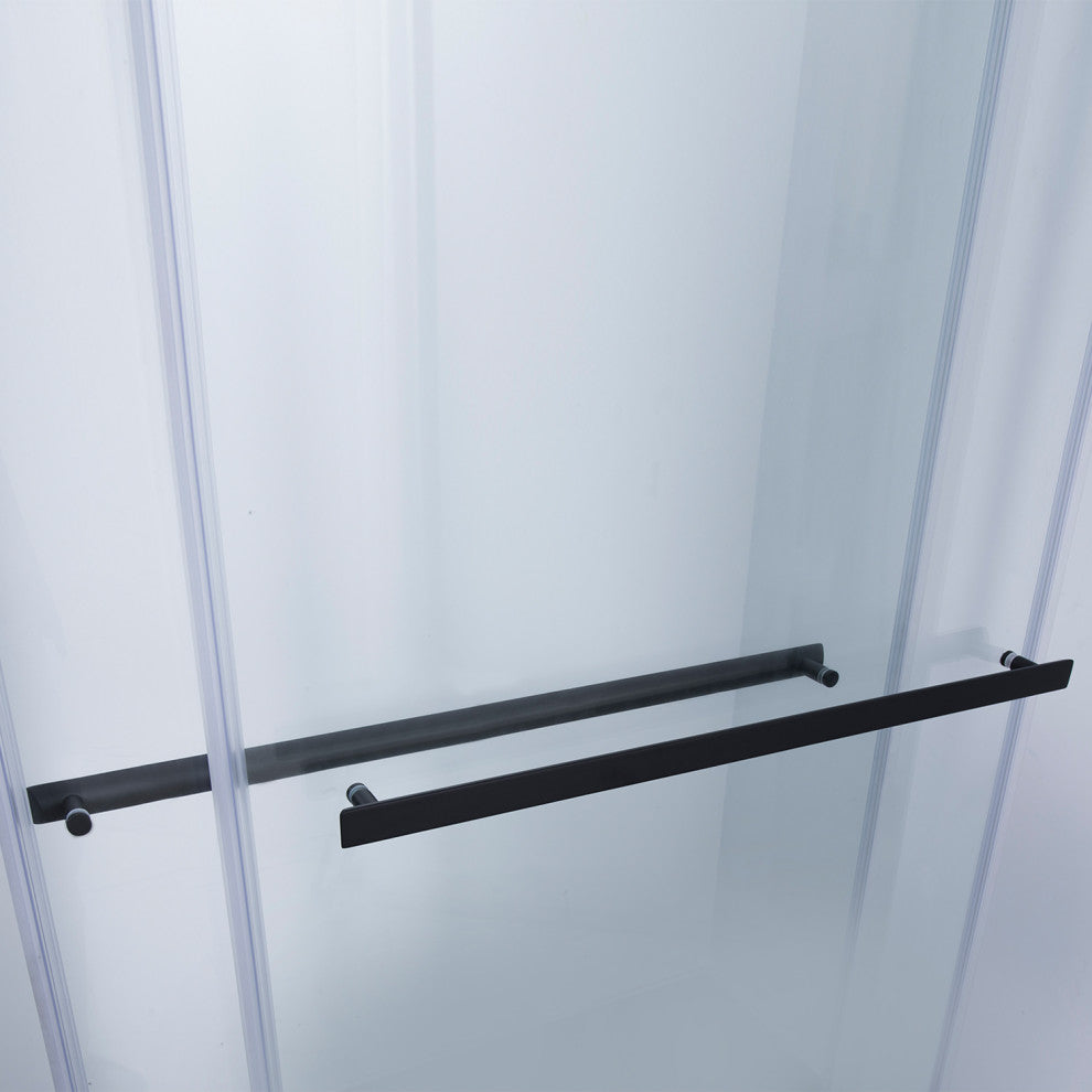 Spezia 60" W x 58" H Double Sliding Frameless Tub Door, Matte Black, 60" W X 58" H