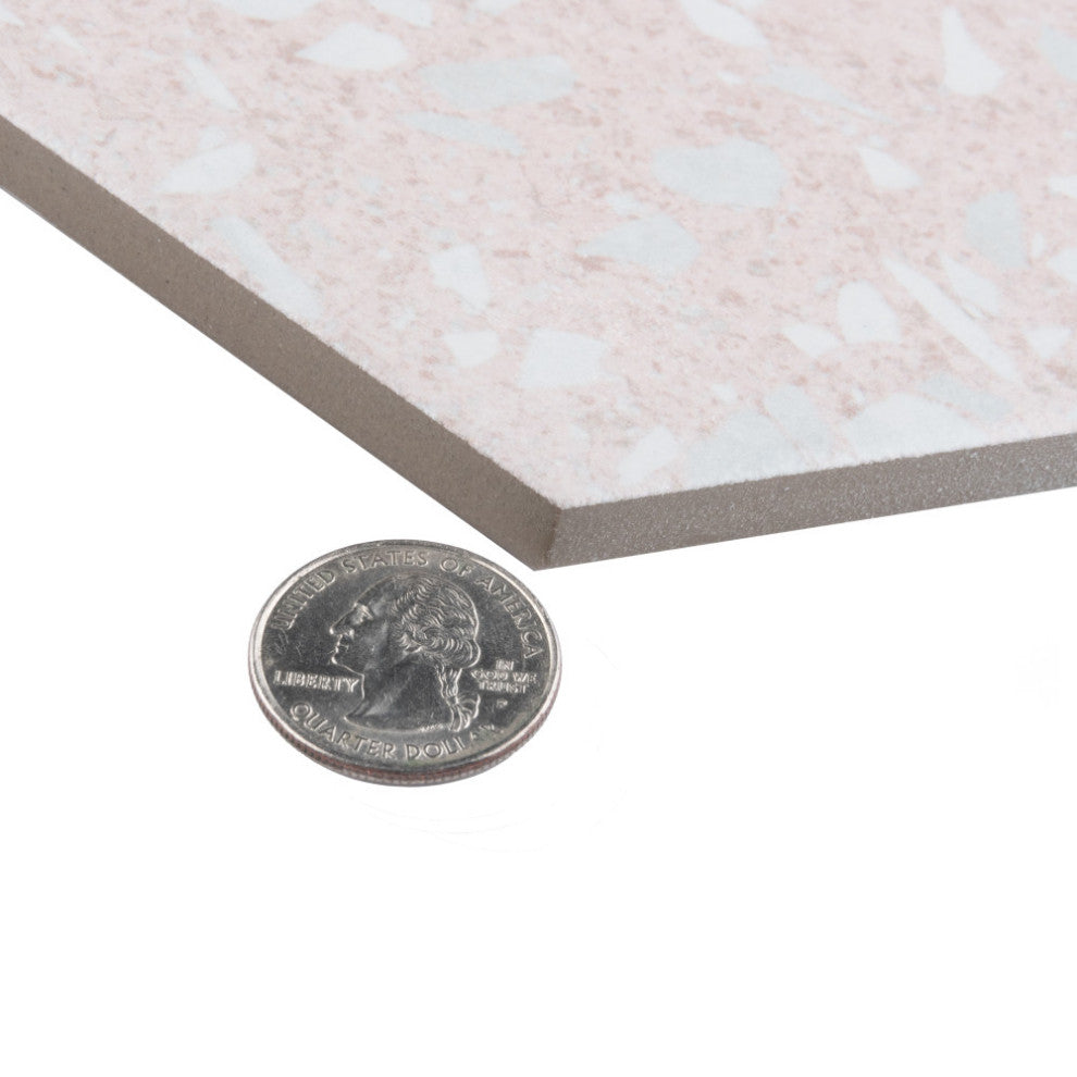 Venice Hex Sky Porcelain Floor and Wall Tile, Pink