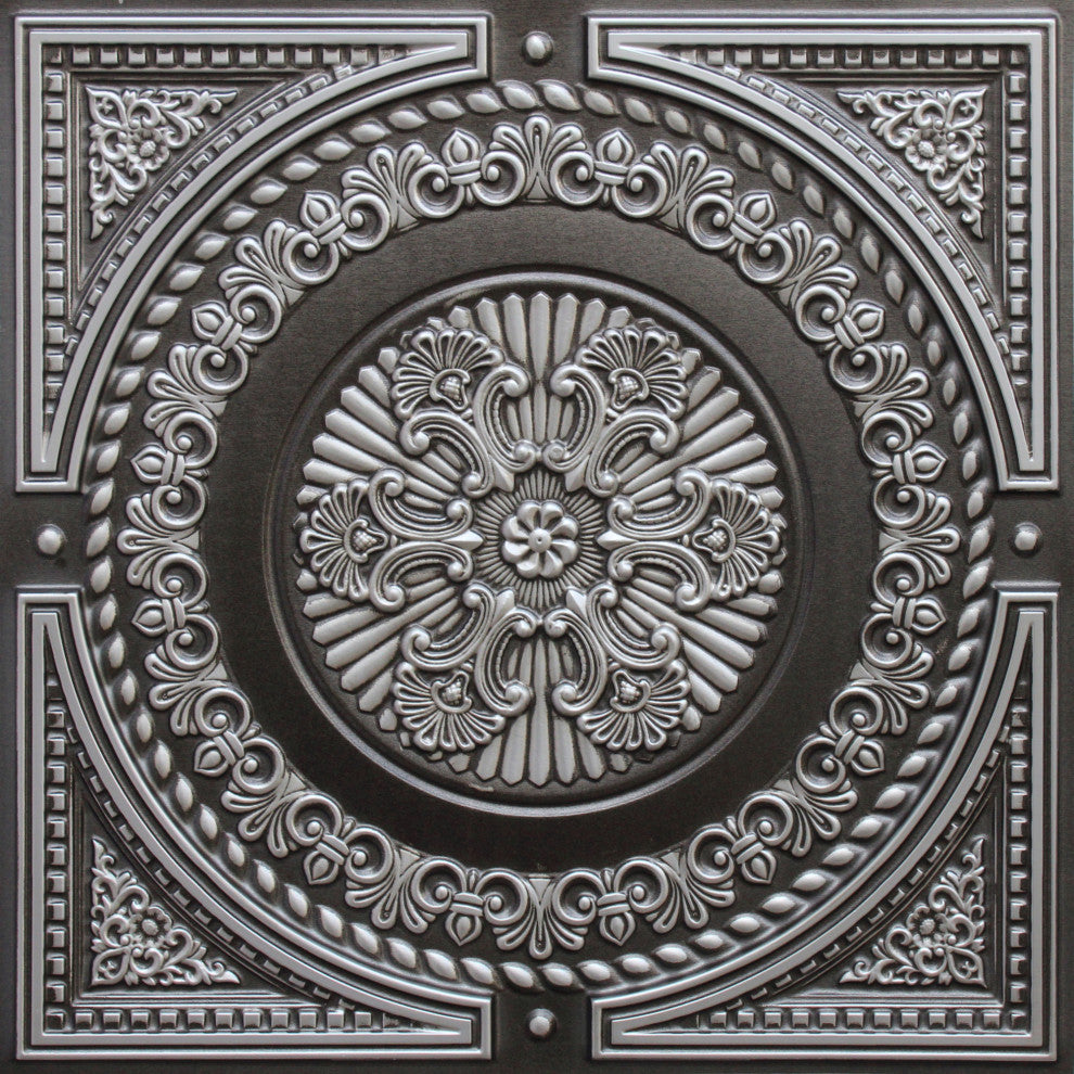 Antique Silver 3D Ceiling Panels, 2'x2', 40 Sq Ft, Pack of 10