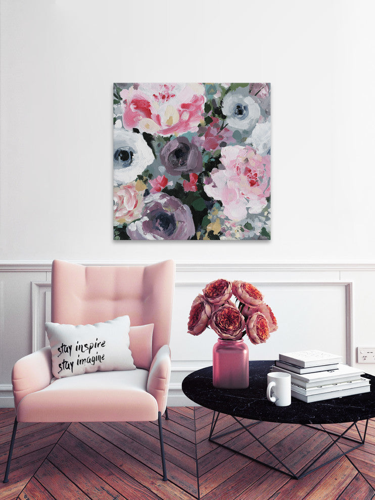 "Exquisite Flowers" Painting Print on Wrapped Canvas, 48"x48"