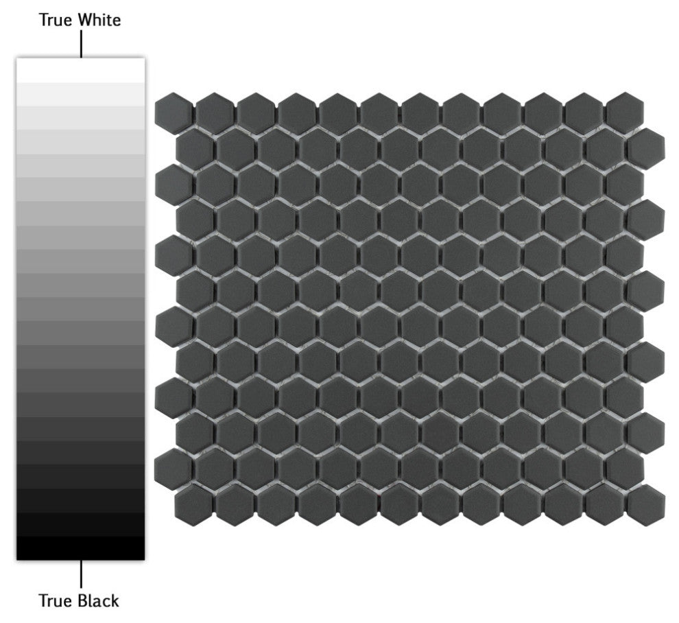 Metropolis 1" Hex Unglazed Black Porcelain Floor and Wall Tile