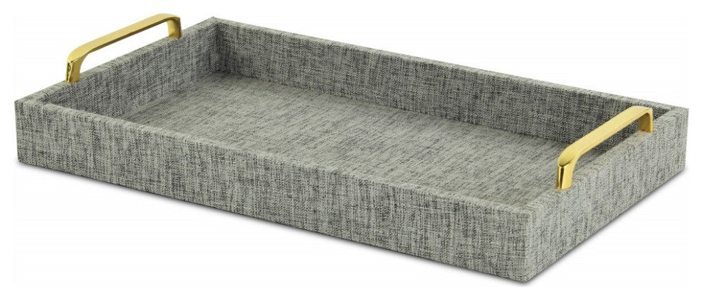 Gray Linen and Wooden Tray