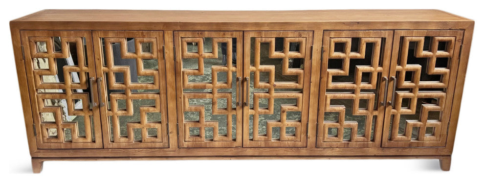 Chestnut Lattice Mirrored Sideboard