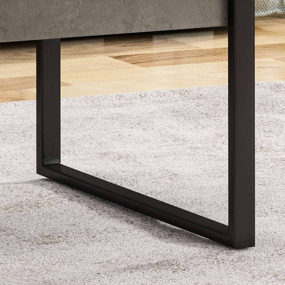 GDF Studio Shaw Industrial Faux Wood Coffee Table With Iron Legs, Light Concrete