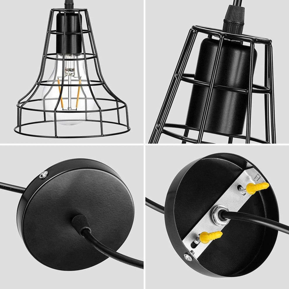 Black Industrial Pendant Light Cage Hanging Light