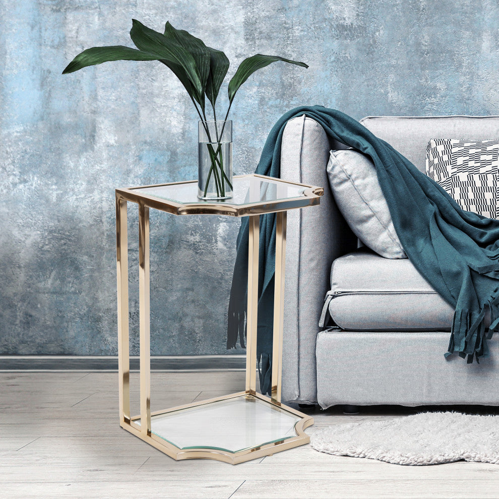 Howard Elliott Scalloped Edge Gold Side Table