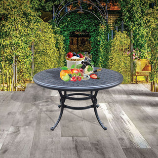 Carlsbad 52" Cast Aluminum Round Dining Table, Dark Lava Bronze