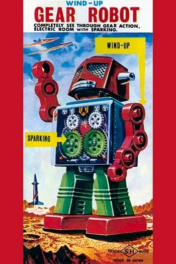 Wind-Up Gear Robot- Canvas Poster 20" x 30"