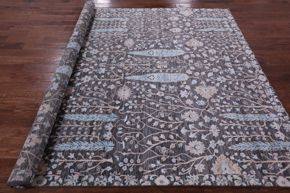8' 1" X 10' 1" Wool and Silk Persian Ziegler Hand-Knotted Rug Q9240