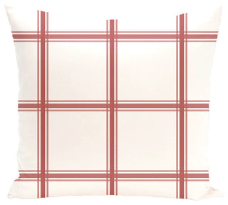 Windowpane Plaid Geometric Print Pillow, Burnt, 18"x18"