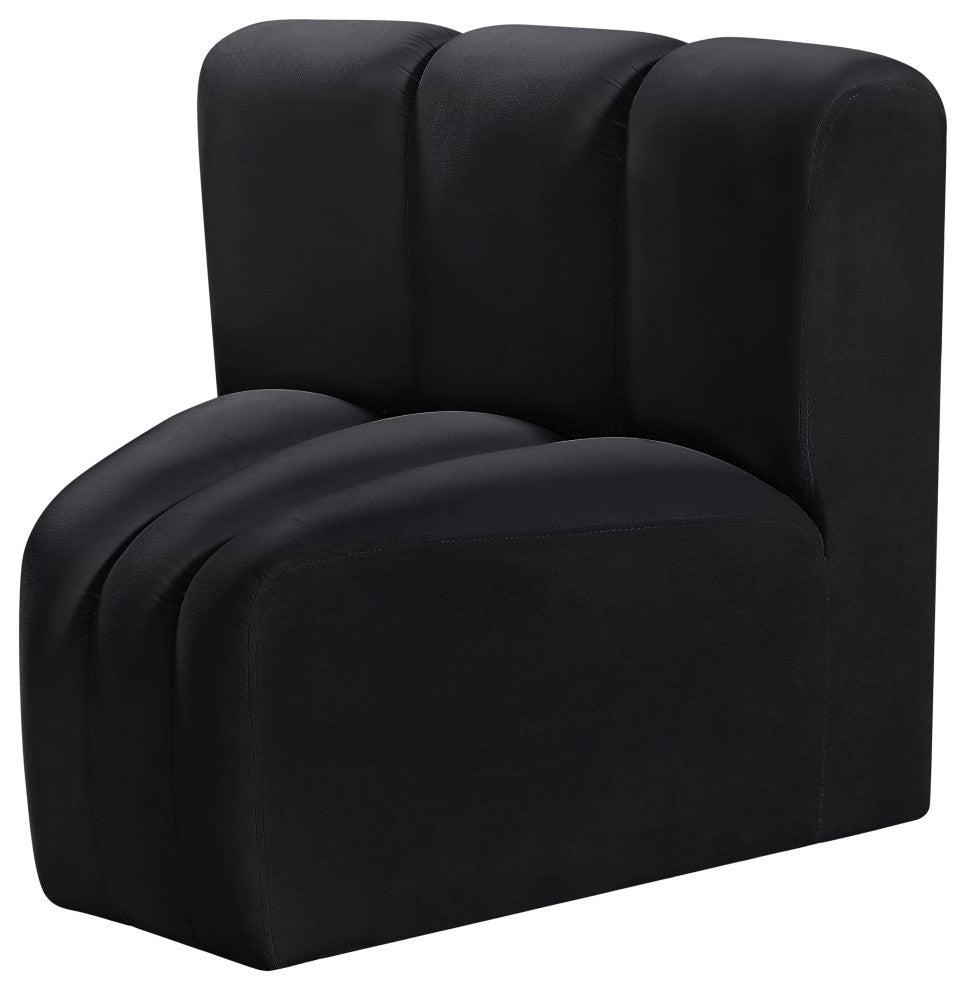 Arc Upholstered Modular Component, Black, 1-Piece: Curved Corner, Velvet