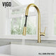 VIGO Greenwich 18" H Single Handle Pull-Down Sprayer Kitchen Faucet, Matte Brushed Gold, No Sensor, Without Extras