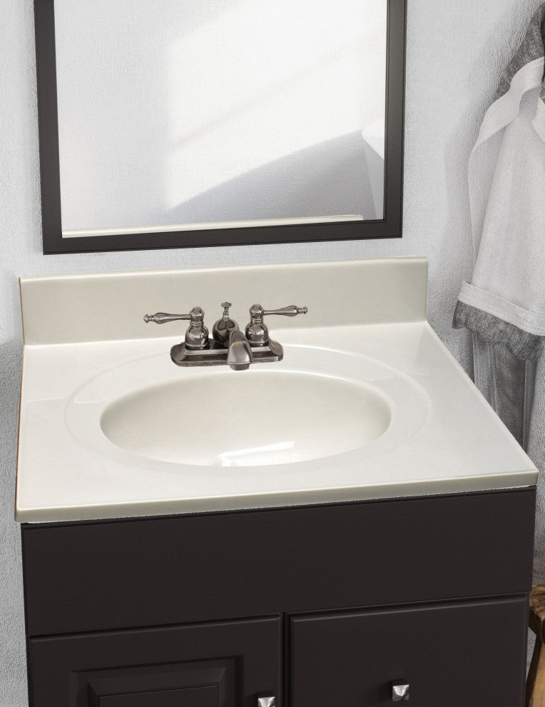 Design House 586313 25" Cultured Marble Vanity Top - White on White