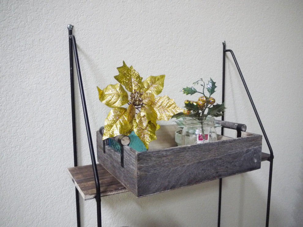 13.75" Wooden Rustic Serving Tray With Handles Abn5E109-Ntrl