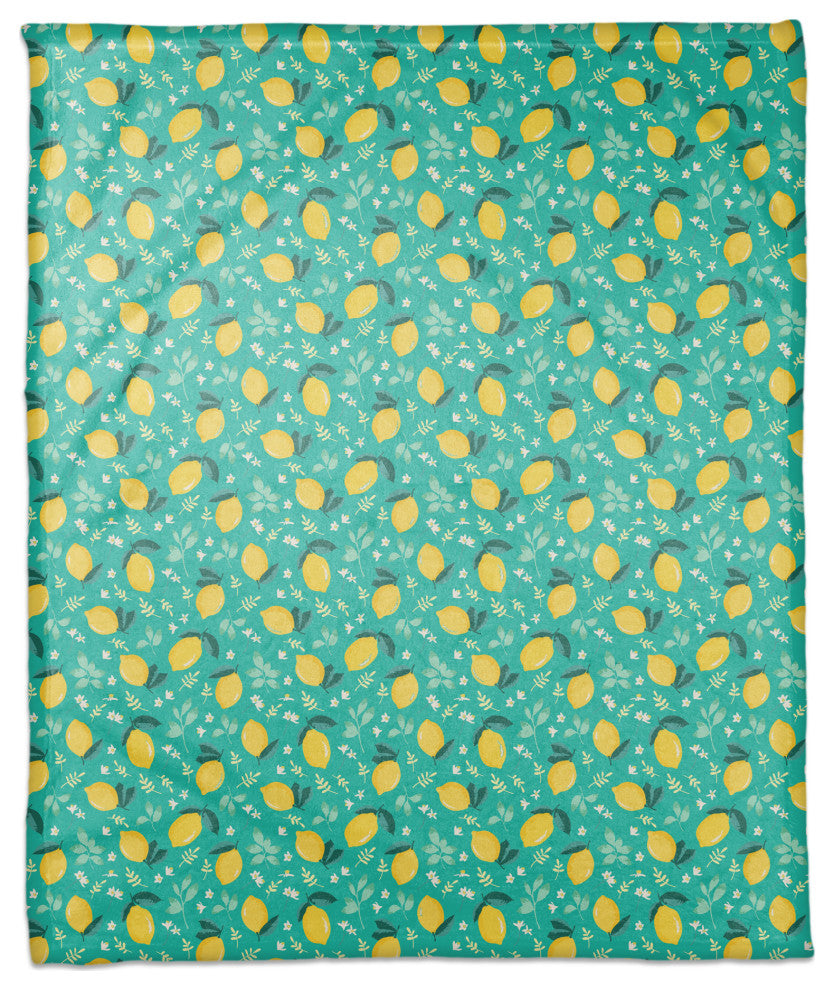 Lemon  Teal 50x60 Coral Fleece Blanket