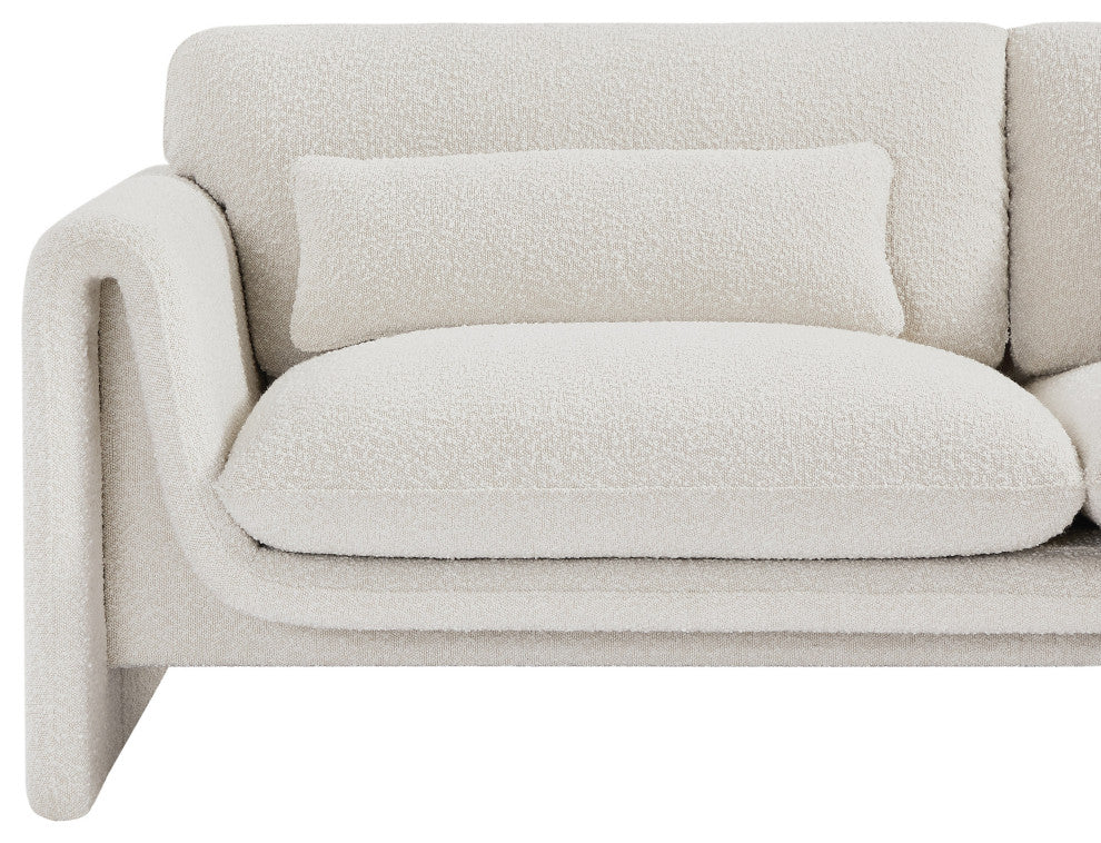 Stylus Boucle Fabric Upholstered Sofa, Cream