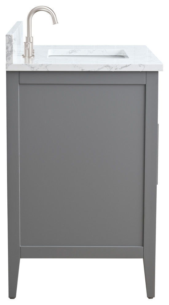 Vanity Art Bathroom Vanity With Sink, Cashmere Gray, 36", Single Sink, Brushed Nickel