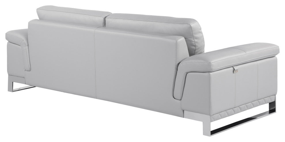 Set of Modern Light Gray Leather Sofa And Loveseat