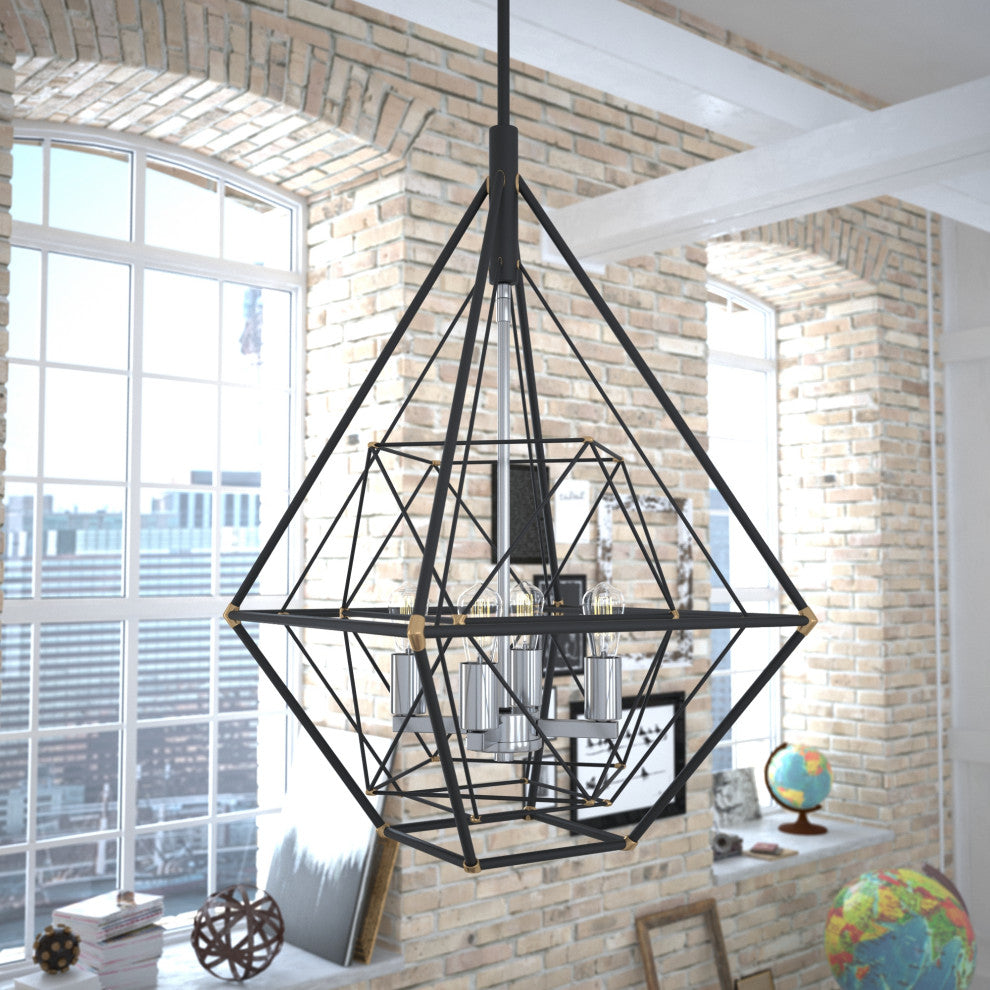 Bartlett 24" 4 Light Pendant Oil Rubbed Bronze with Satin Nickel