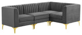Triumph Channel Tufted Performance Velvet 4-Piece Sectional Sofa - Gray