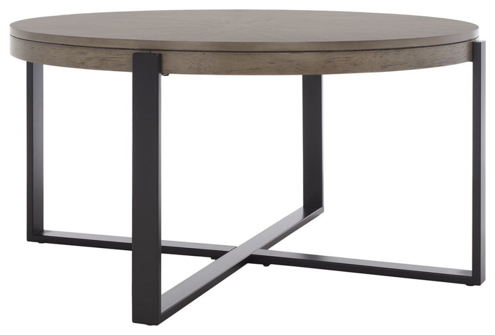 Safavieh Navya Round Coffee Table, Light Grey/Black