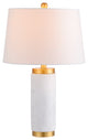 Adams 23" Marble Table Lamp, White and Brass