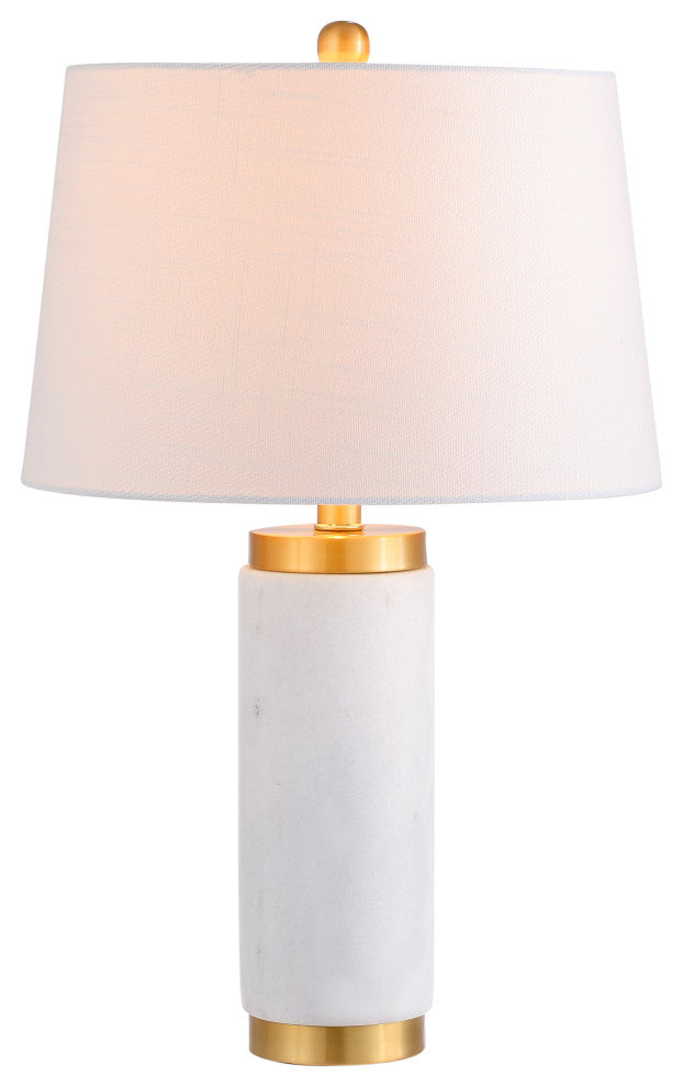 Adams 23" Marble Table Lamp, White and Brass
