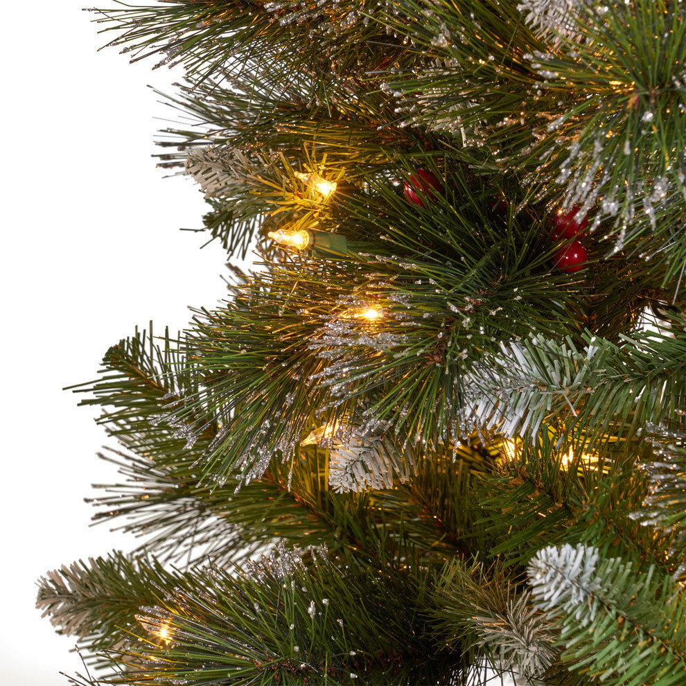 9' Mixed Spruce Artificial Christmas Tree, Pre-Lit Clear