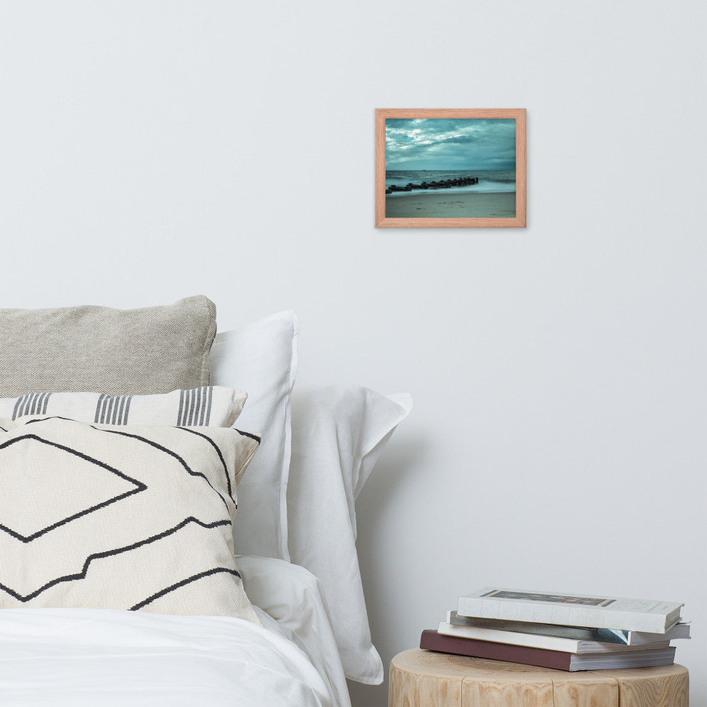 Blue Morning at Rehoboth Coastal Landscape Framed Photo Paper Wall Art Prints, Red Oak, 8" X 10"