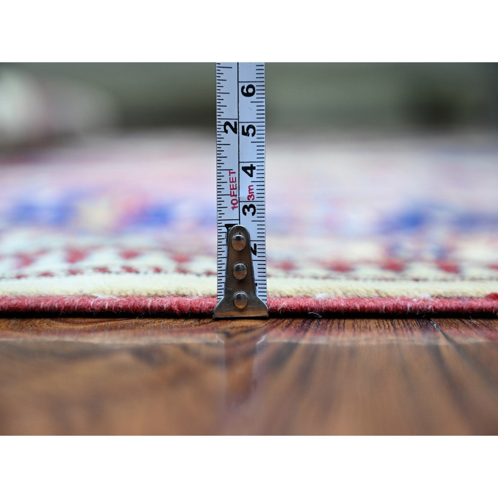 Feather White Afghan Weave Super Kazak Pure Wool Oriental Rug, 6'9"x9'4"