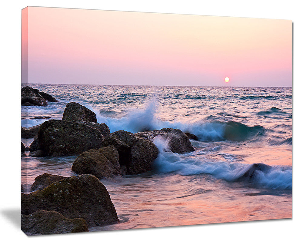"Rocky Coast With Foam Waves" Seashore Canvas Print, 40"x30"