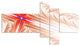 Red Fractal Cross Design, Abstract Art on Canvas, 60"x32", 5 panels