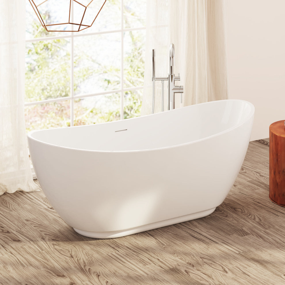 Perlato Roma Freestanding Soaking Tub, White, 67"