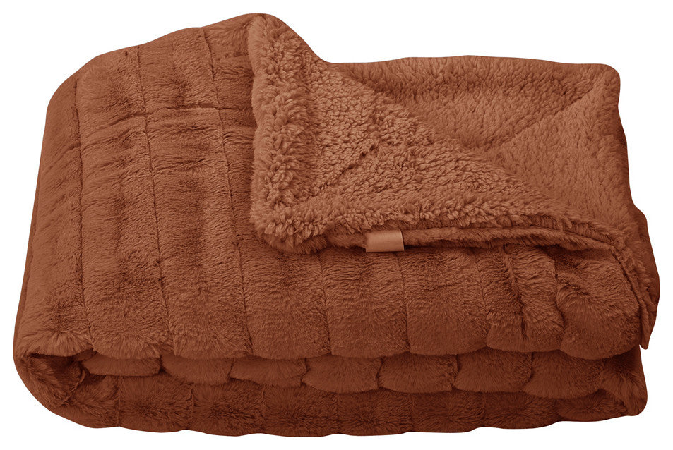 Super Mink Faux Fur Throw Blanket, Umber, 50"x60"
