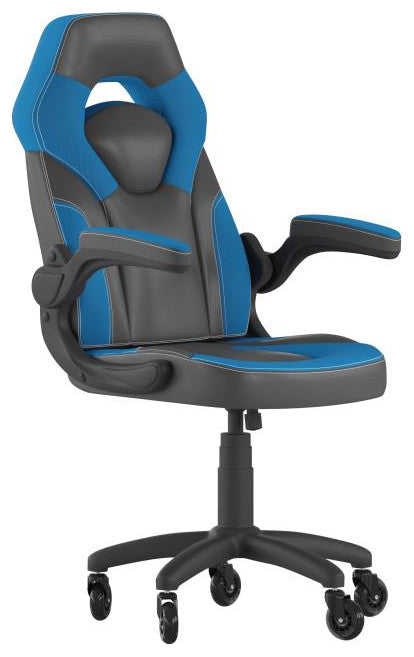 X10 Office Computer Chair, Flip-up Arms, Transparent Roller Wheels, Blue