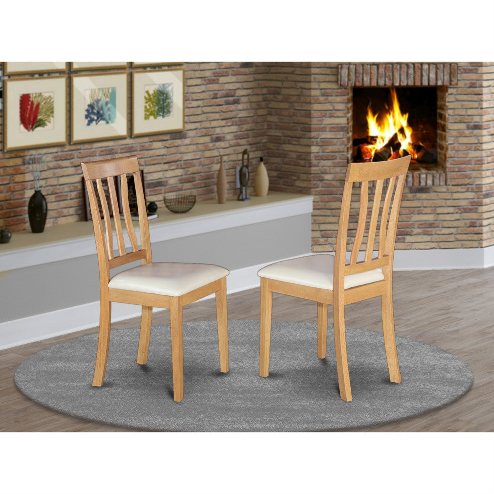 Set of 2 Antique Chair For Dining Room, Oak Finish