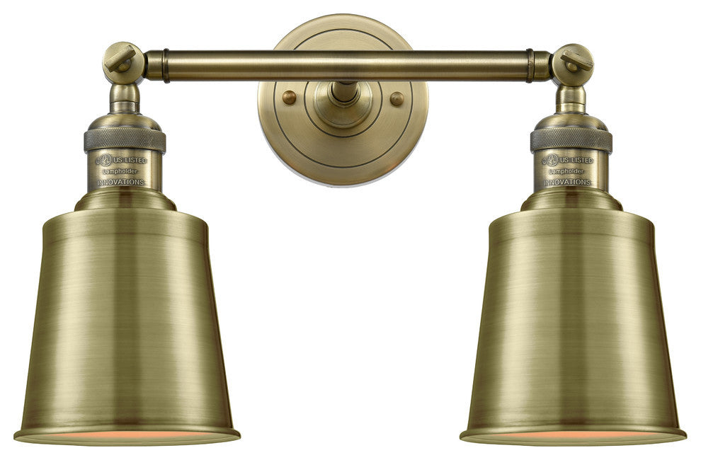 2-Light Addison 16" Bath Fixture, Antique Brass, Shade: Antique Brass