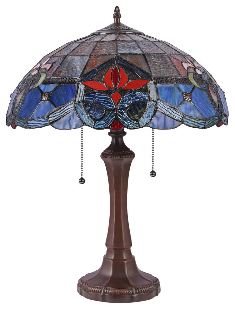 CHLOE Lighting Caspian Tiffany Dark Bronze 2-Light Victorian Table Lamp