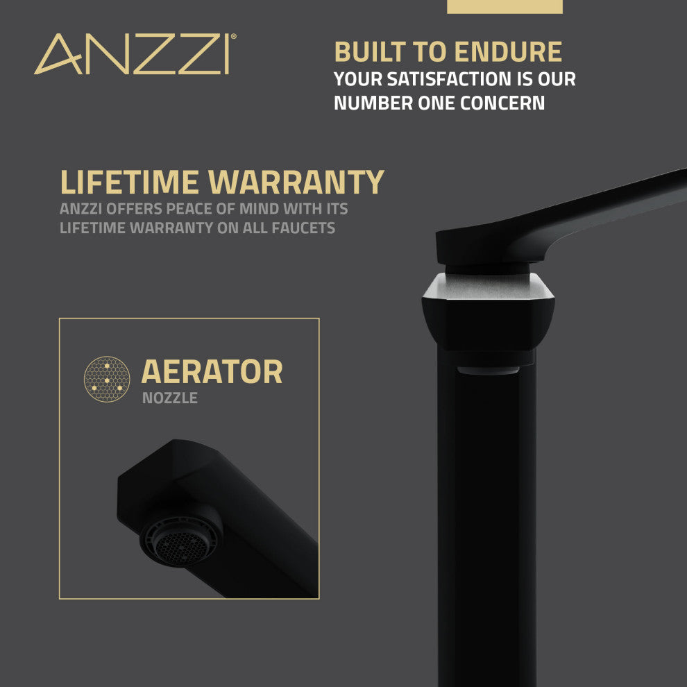 1-Handle Bathroom Vessel Sink Faucet, Matte Black and Brushed Nickel