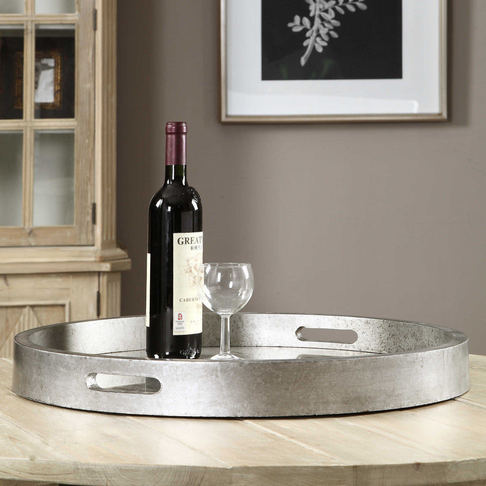 Uttermost Bechet Round Tray, Silver