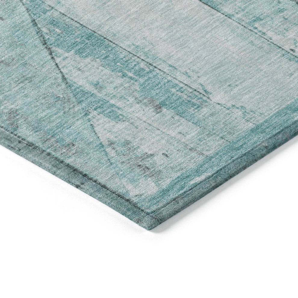 Machine Washable Indoor/Outdoor Chantille ACN1875 Teal 3' x 5' Rug