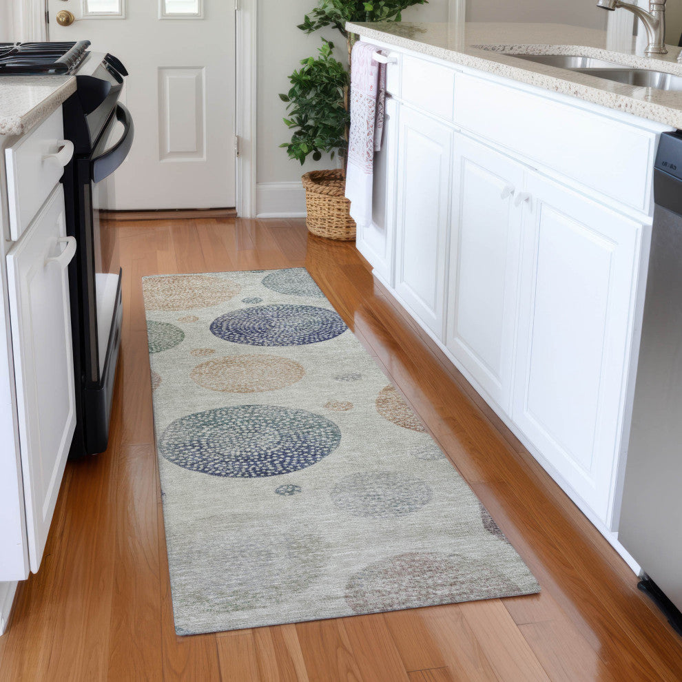Machine Washable Indoor/Outdoor Chantille ACN1897 Beige 2'3" x 7'6" Runner Rug