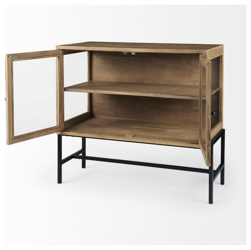 Rustic Honey Brown Two Door Shadowbox Cabinet