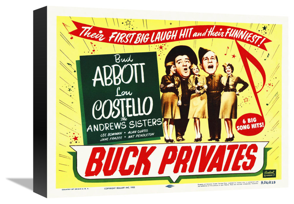 "Abbott & Costello - Buck Privates" Canvas Giclee, 16"x12"