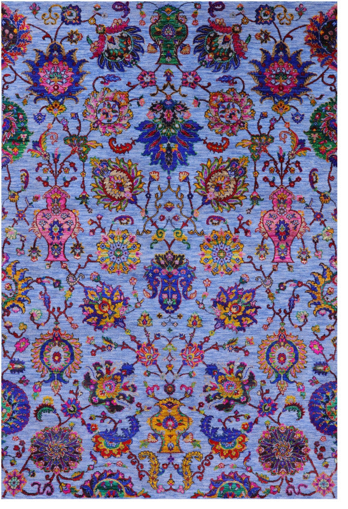 6' 0" X 8' 11" Persian Wool & Silk Handmade Rug - Q14924