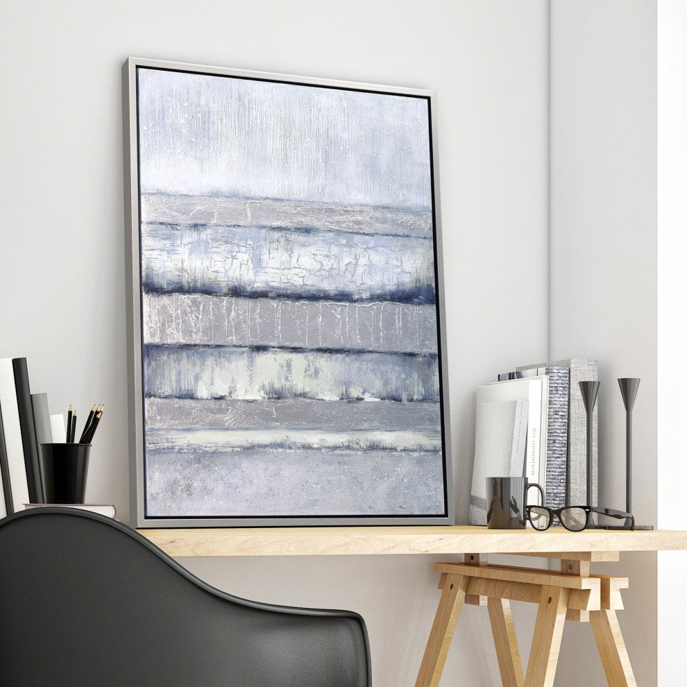 Winter Steps Textured Metallic Hand Painted Framed Wall Art by Martin Edwards