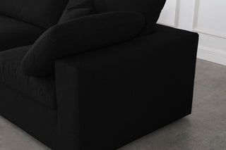 Serene Linen Textured Fabric Deluxe Comfort 2-Piece Modular Sofa, Black