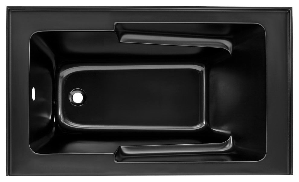 Voltaire Acrylic Alcove Integral Armrest Bathtub with Apron, Matte Black, 54"x30