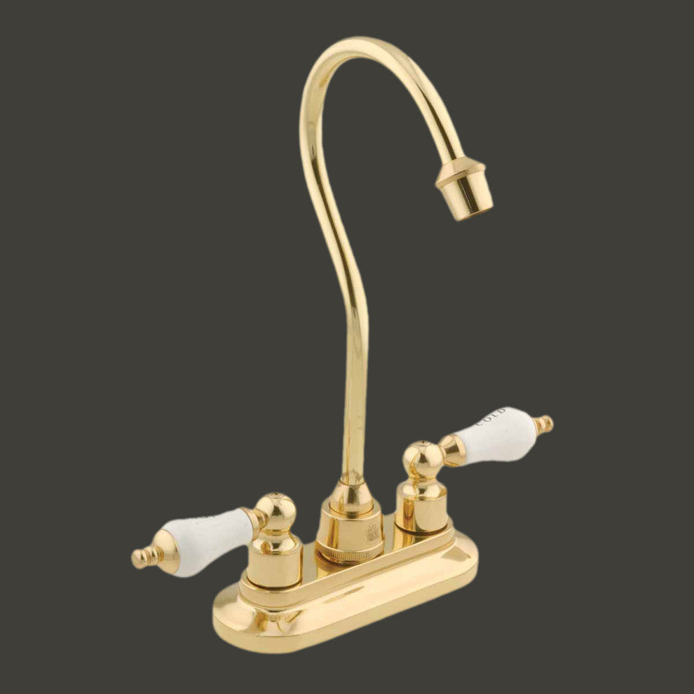 Gooseneck Bar Faucet Heavy Cast Brass Centerset 2 Handles |