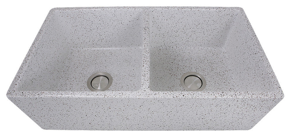 Nantucket Sinks Double Bowl Farmhouse Fireclay Sink, Pietra Sarda